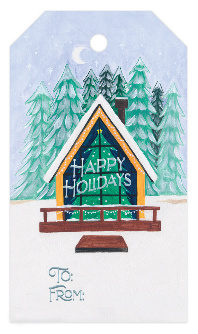 Winter Cabin Gift Tag Set